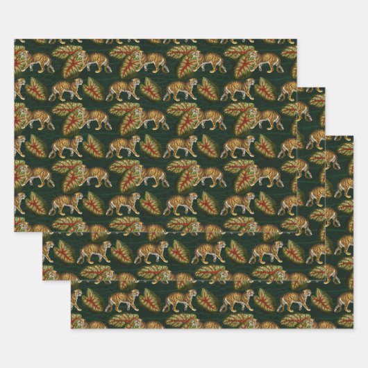 Groene tijgers en bladeren inpakpapier vel (Set)