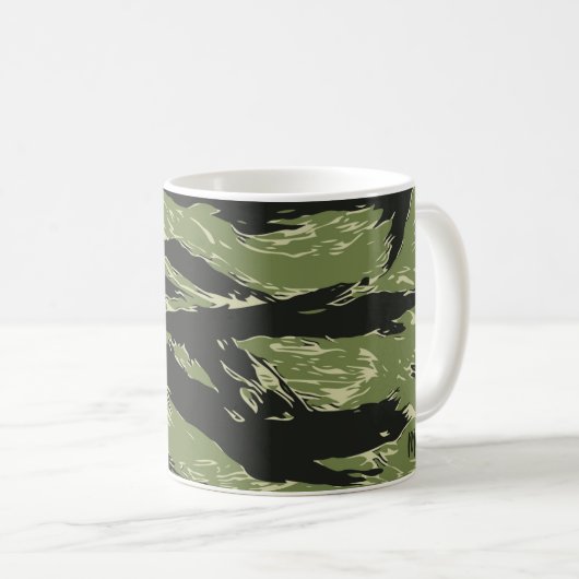 Groene tijgerstreep Camo Pattern Koffiemok (Voorkant rechts)