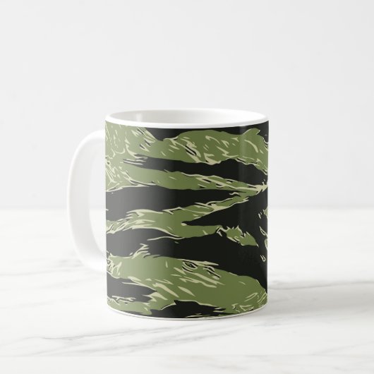 Groene tijgerstreep Camo Pattern Koffiemok (Voorkant links)
