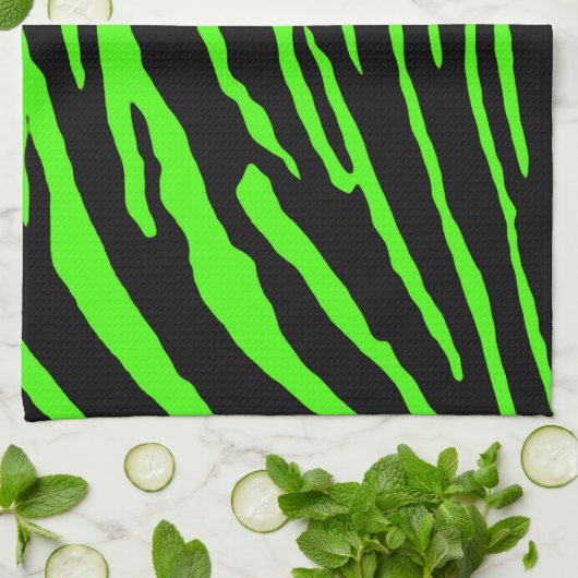 Groene tijgerstrepen theedoek (Gevouwen)