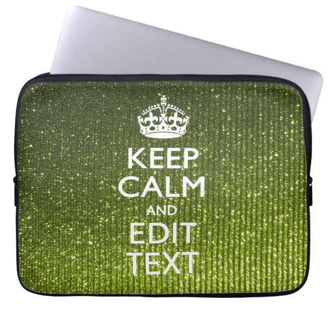 Groene tint Blijf kalm uw tekst Laptop Sleeve (Voorkant)