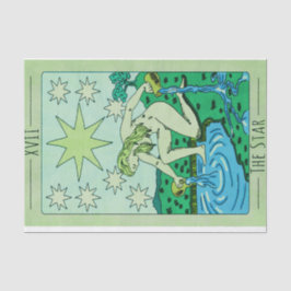 Groene tint tarotkaartenster XVII grote arcana Tissuepapier