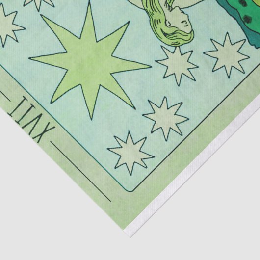 Groene tint tarotkaartenster XVII grote arcana Tissuepapier (Detail)