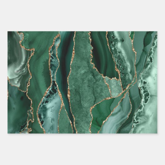 Groene tinten agaat inpakpapier vellen (Voorkant)