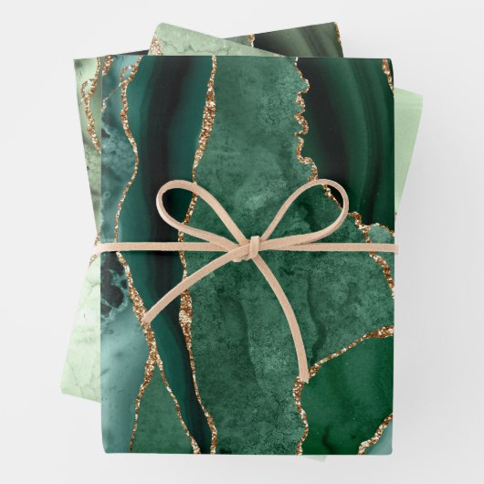 Groene tinten agaat inpakpapier vellen (In situ)