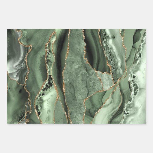 Groene tinten agaat inpakpapier vellen (Voorkant 3)