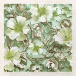 Groene tinten, Bloempatroon Glazen Onderzetter