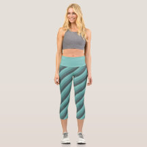 Groene tinten Diagonale strepen Capri Leggings