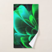 Groene tinten gestileerde bloem halve kroon bad handdoek (Handdoek)