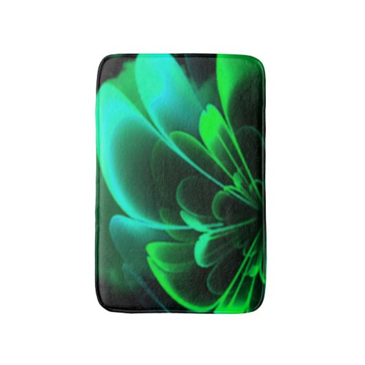 Groene tinten gestileerde bloem halve kroon badmat (Voorkant Verticaal)