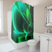 Groene tinten gestileerde bloem halve kroon douchegordijn (In situ)