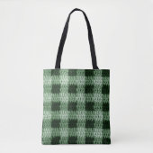 Groene tinten Gingham geruite ambachtelijke haakpr Tote Bag (Voorkant)