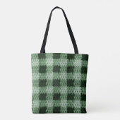 Groene tinten Gingham geruite ambachtelijke haakpr Tote Bag (Achterkant)