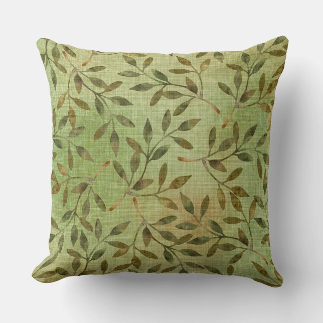 GROENE TINTEN MET TAKKEN & BLADEREN KUSSEN (Voorkant)