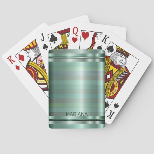 Groene tinten strepen patroon pokerkaarten (Achterkant)