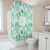 Groene tinten Tropische bladeren patroon Douchegordijn (In situ)