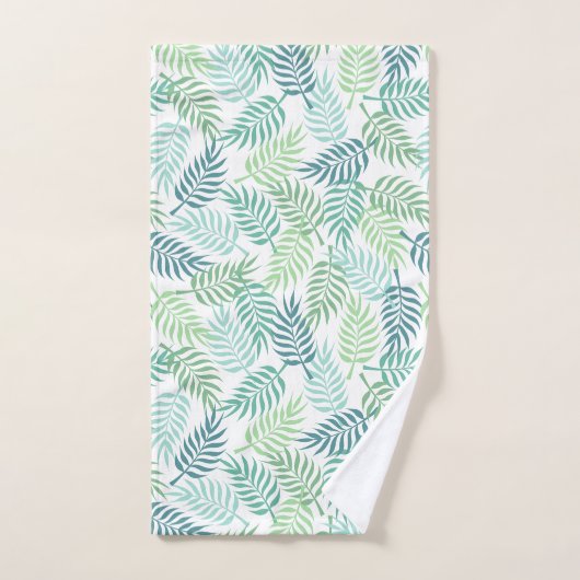 Groene tinten tropische palm bladeren patroon tapi bad handdoek (Handdoek)