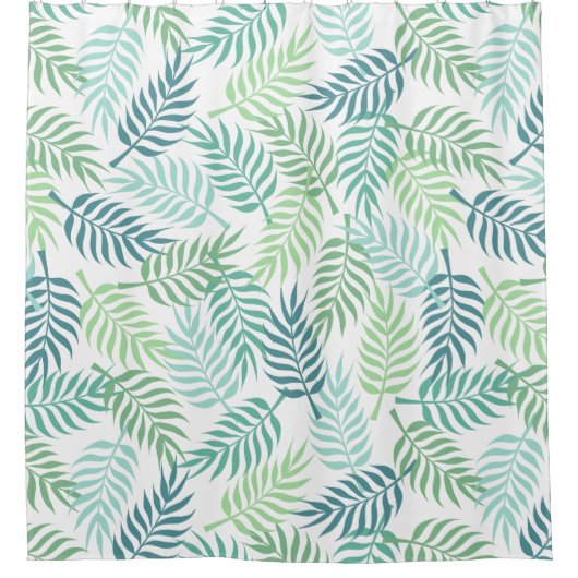 Groene tinten tropische palm bladeren patroon tapi douchegordijn (Voorkant)