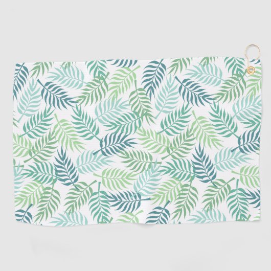 Groene tinten tropische palm bladeren patroon tapi golfhanddoek (Horizontaal)