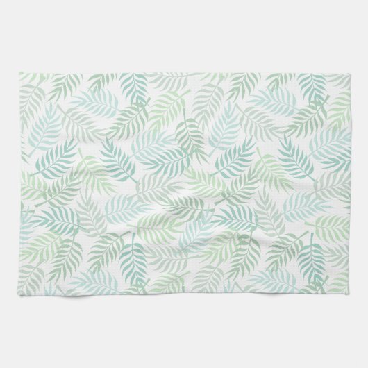 Groene tinten tropische palm bladeren patroon tapi theedoek (Horizontaal)