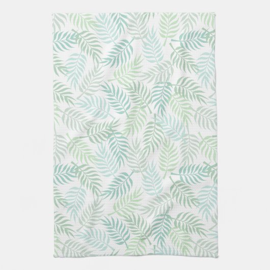 Groene tinten tropische palm bladeren patroon tapi theedoek (Verticaal)