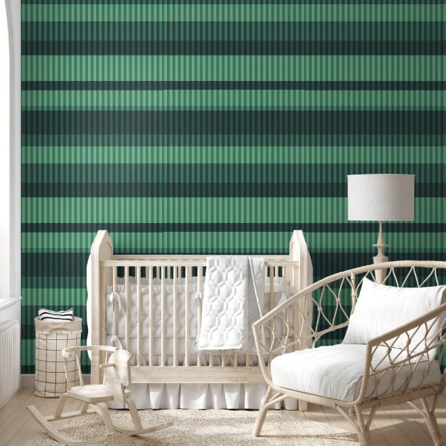 Groene tinten verticaal gestreept patroon behang (Kinderen)
