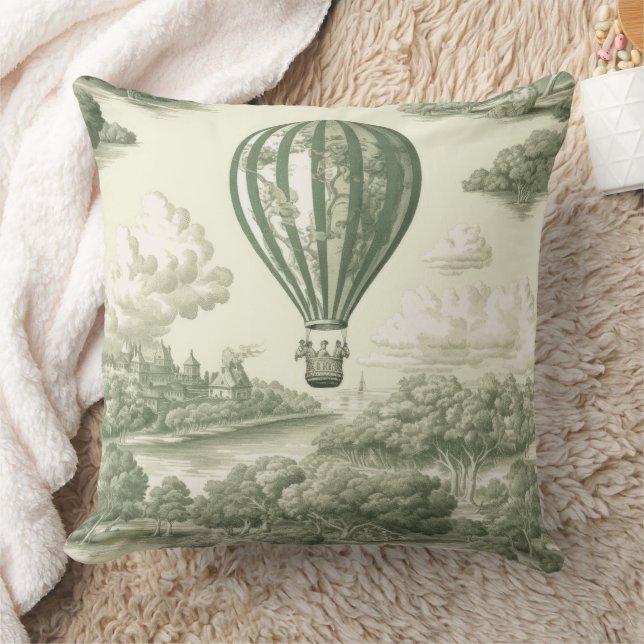 Groene toile ballon met warme lucht voor op het pl kussen (Deken)