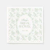 Groene Toile Bloem Klassieke Bruidsdouche Servet (Voorkant)