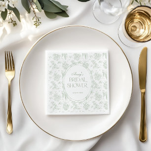 Groene Toile Bloem Klassieke Bruiloftsdouche Servet