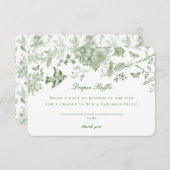 Groene Toile Bloemen Luier Raffle Uitnodiging Inse Informatiekaartje (Voorkant / Achterkant)
