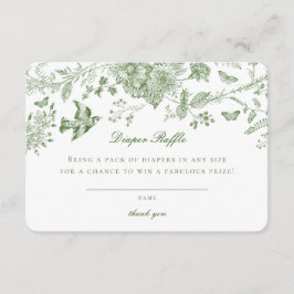 Groene Toile Bloemen Luier Raffle Uitnodiging Inse Informatiekaartje