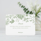Groene Toile Bloemendetails Kaart Uitnodiging Inle (Staand voorkant)
