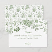 Groene Toile Bloemendetails Kaart Uitnodiging Inle (Voorkant / Achterkant)