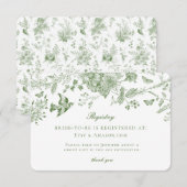 Groene Toile Bloemenregister Kaart Uitnodiging Ins (Voorkant / Achterkant)