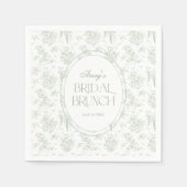 Groene toile bloemige vintage bruiloft welkom servet (Voorkant)