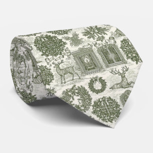 Groene toile bosland herten kerstpatroon stropdas
