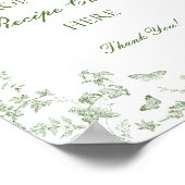 Groene Toile De Jouy Bloem Bruiloft Recept Delen Poster (Hoek)