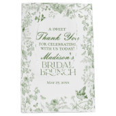 Groene Toile De Jouy Bloemen Bruids Brunch Favors Medium Cadeauzakje (Voorkant)