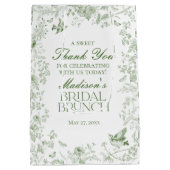 Groene Toile De Jouy Bloemen Bruids Brunch Favors Medium Cadeauzakje (Achterkant)