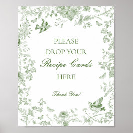 Groene Toile De Jouy Bloemen Deel een Recept Bruid Poster