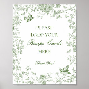 Groene Toile De Jouy Bloemen Deel een Recept Bruid Poster