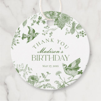 Groene Toile De Jouy Bloemen Verjaardag Bedankjes Labels
