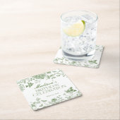 Groene Toile De Jouy  Bloemen Verjaardag Kartonnen Onderzetters (Insitu)