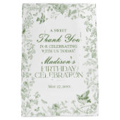Groene Toile De Jouy Bloemen Verjaardagsfeest Favo Medium Cadeauzakje (Achterkant)