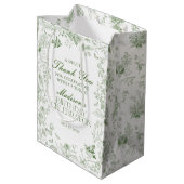 Groene Toile De Jouy Bloemen Verjaardagsfeest Favo Medium Cadeauzakje (Achterkant Gekanteld)