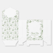 Groene Toile De Jouy Bloemendessert Favor Dozen Bedankdoosjes (Ongevouwen)