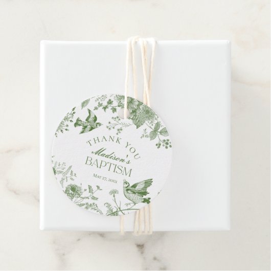 Groene Toile De Jouy  Bloemendoop Bedankjes Labels (In situ)