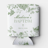 Groene Toile De Jouy  Bloemendoop Blikjeskoeler (Achterkant)