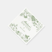 Groene Toile De Jouy  Bloemendoop Servet (Hoek)