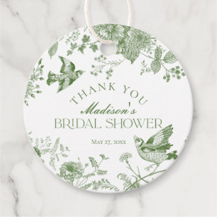 Groene Toile De Jouy Bloemige Bruidsfeest Favoriet Bedankjes Labels